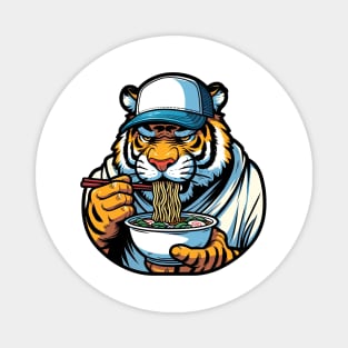 tiger eating ramen noodles Magnet